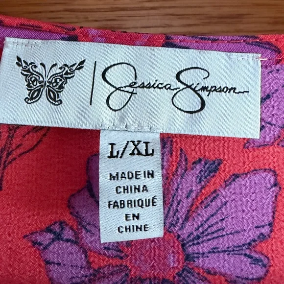 Jessica Simpson Red & Purple Floral Kimono/Robe size L/XL - Picture 7 of 8